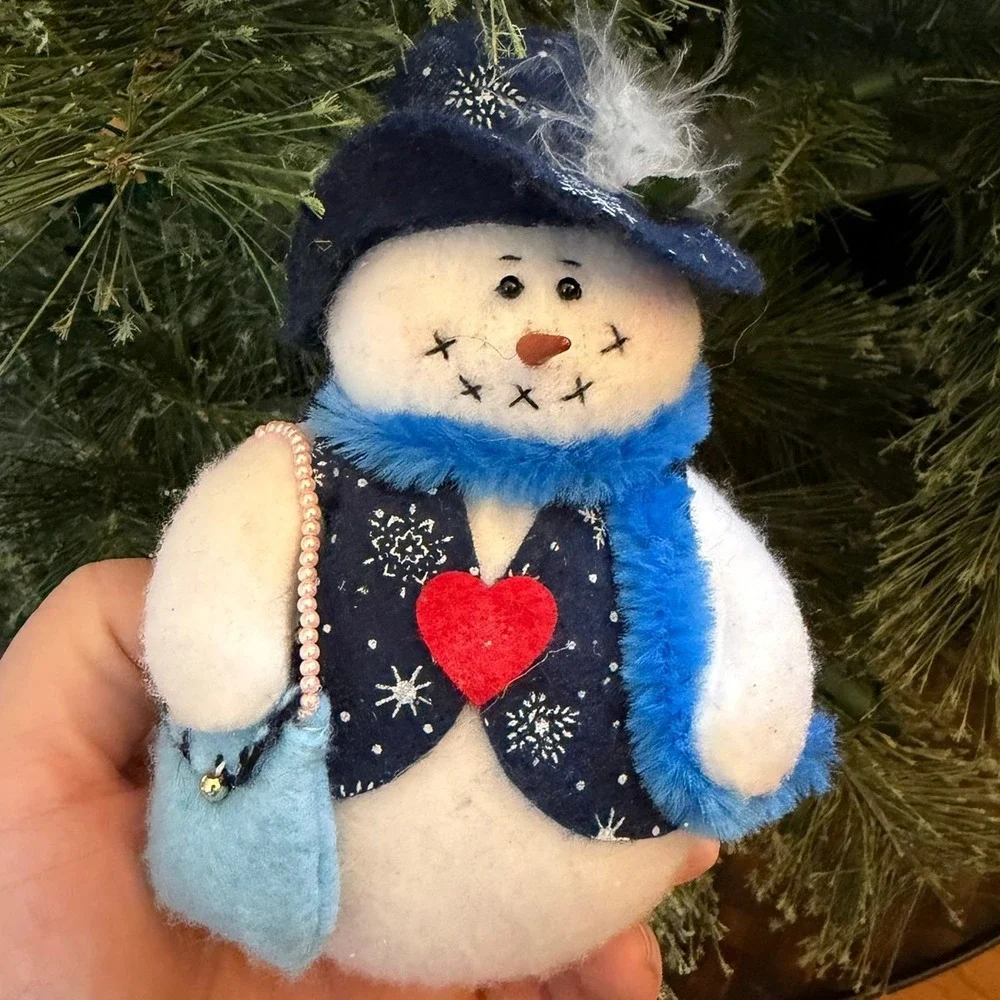Vintage 2001 Soft Plush Trendy Snow-Woman Cute Winter Christmas Ornament‎